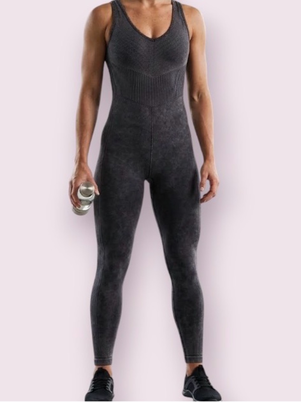 Harmony and Balance Seamless Workout One Piece Jumpsuit Gray Size Medium
